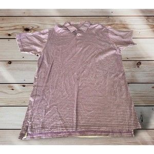Peter Millar Mens Size Xxl Polo Shirt Purple Striped Golf Preppy Tailored Fit